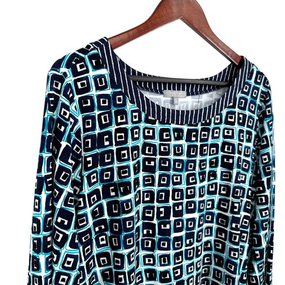 Habitat Plus Size XXL 2X Blue Super Stretchy Wearable Art Blouse Shirt Top - Picture 3 of 7